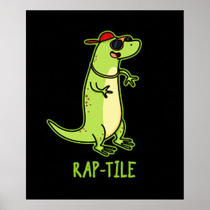 Poster Réptil Engraçado do azulejo rap Lizard Pun Dark BG
