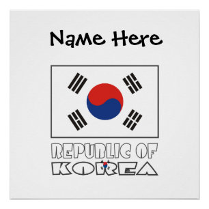 Póster República Coreia Bandeira Sul-Coreana Preta Person