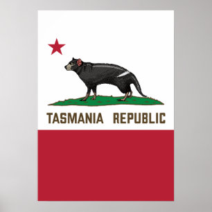 Poster República da Tasmânia Bandeira do demônio da Tasmâ