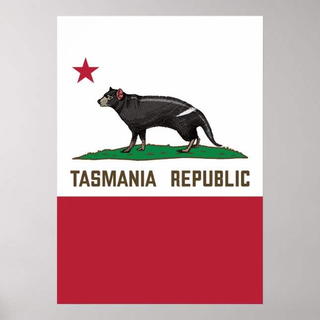 Poster República da Tasmânia Bandeira do demônio da Tasmâ (Frente)