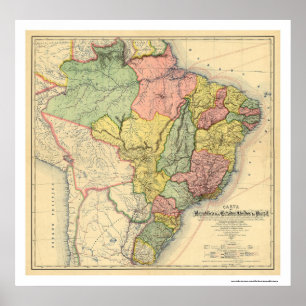 Póster República do mapa 1892 de Brasil