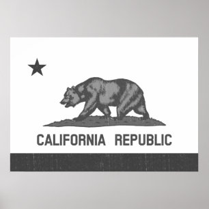 Póster República preto e branco de Califórnia (bandeira