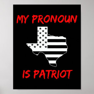 Poster Republicano Texano Divertido Meu Pronome é Patriot