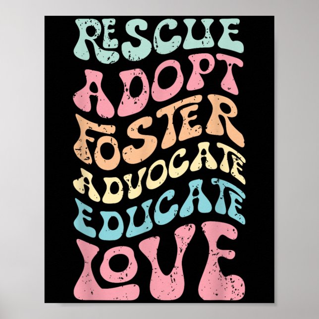 Poster Rescue Adopt Foster Advocate Educate Love Cat Mom, (Frente)