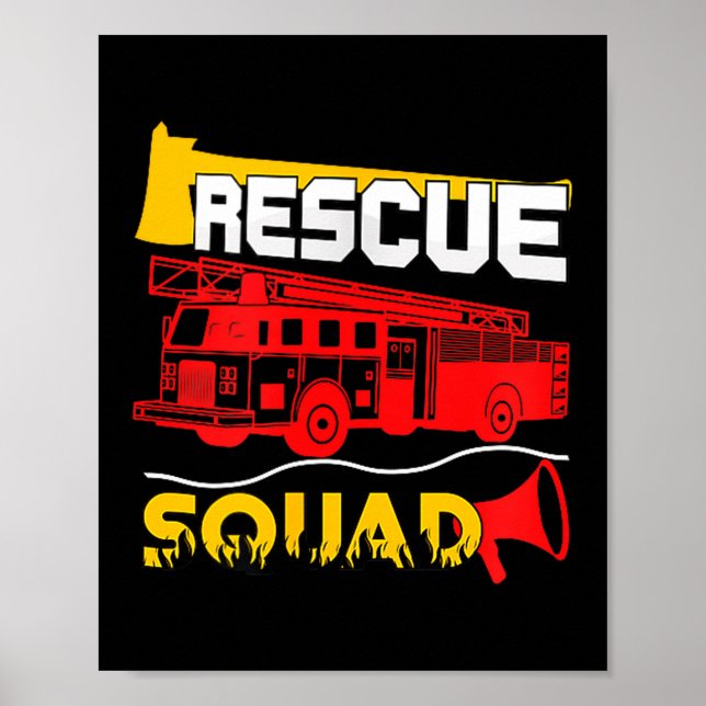 Poster Rescue Squad Lifesaver Fireman Gift Proud Firefigh (Frente)