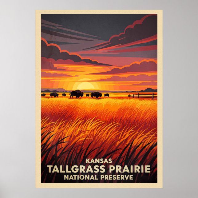 Poster Reserva Nacional V05 de Kansas Tallgramínea Prairi (Frente)
