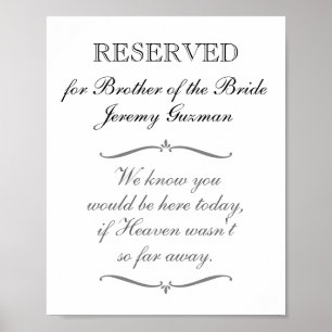 Poster Reservado Para Irmão da Noiva Memorial Casamento