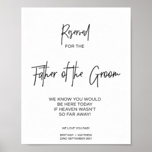 Poster Reservado para o Pai do Noivo em Memória Amorosa