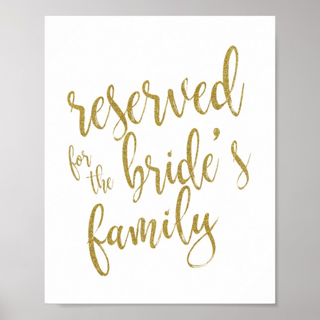 Poster Reservado para o Sinal de Bride Family Glitter 8x1 (Frente)