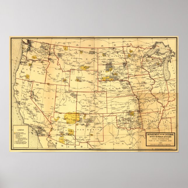 Poster Reservas indígenas a oeste do Mississippi (Frente)