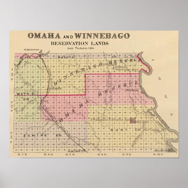 Póster Reservas Omaha e Winnebago em Nebraska (Frente)