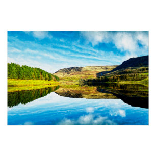 Póster Reservatório de Dovestone no inverno