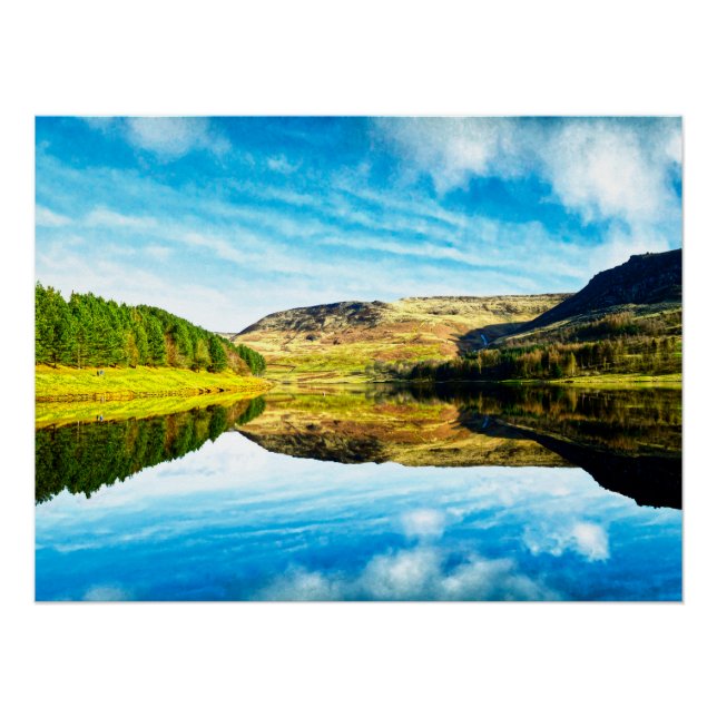 Póster Reservatório de Dovestone no inverno (Frente)