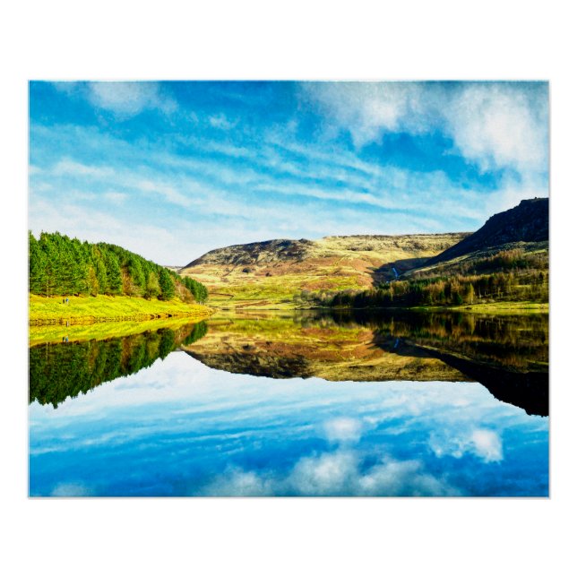 Póster Reservatório de Dovestone no inverno (Frente)