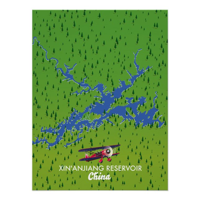 Póster Reservatório de Xin'anjiang mapa da China (Frente)