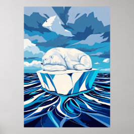 Poster Resfriamento de Urso Polar – Design Pop Minimalist