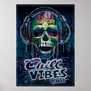 Poster Resfriar apenas Fones de ouvido de crânio