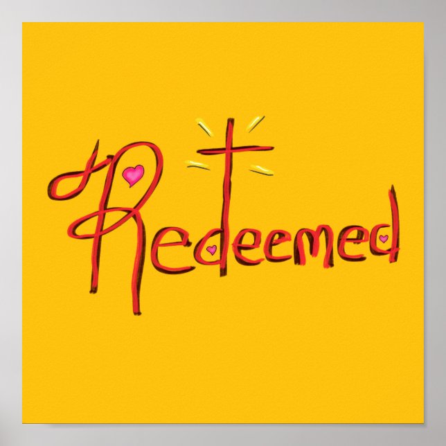 Poster Resgate com Cruz e Corações Amarelo (Frente)