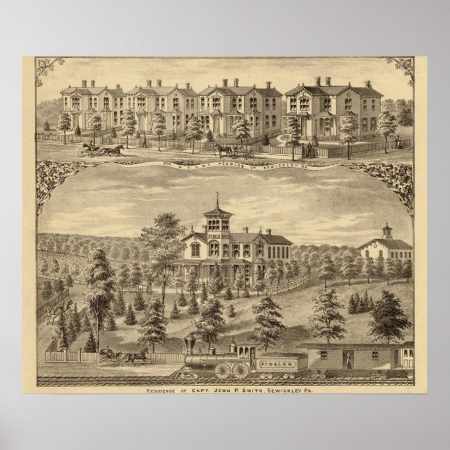 Póster Residência de Jehu P Smith, Sewickley (Frente)