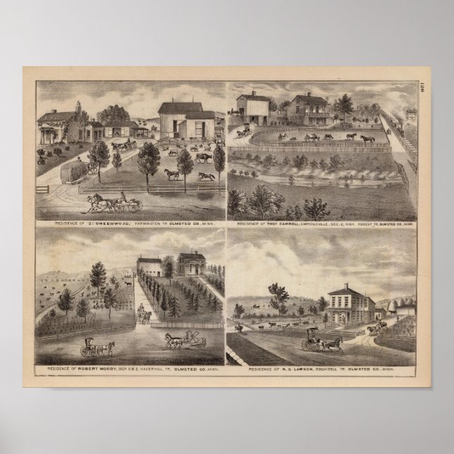 Póster Residências de Greenwood, Carroll, Minnesota (Frente)