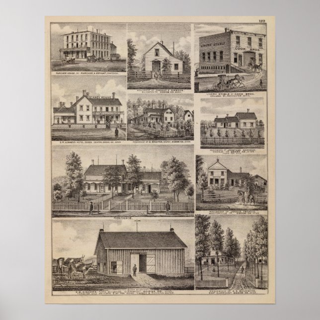 Póster Residências e edifícios de Fazendas, Owatonna, Min (Frente)