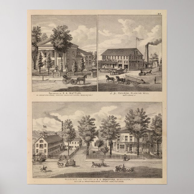 Póster Residências e fábrica em Bennington (Frente)