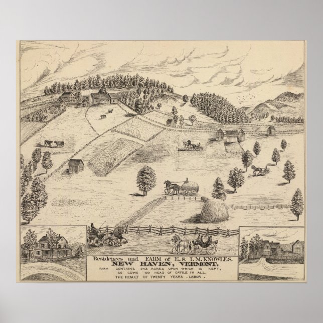 Póster Residências e fazendas em New Haven (Frente)