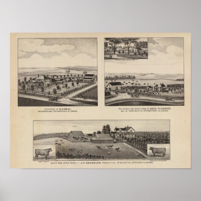 Póster Residências e Fazendas, Pottawatomie, Kansas (Frente)