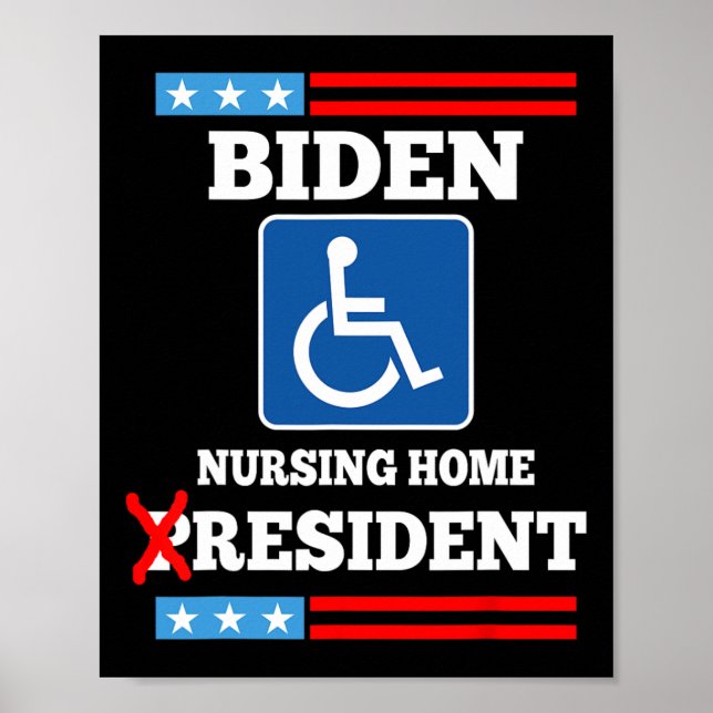 Poster Residente de Casa de Repouso Biden Engraçado Anti  (Frente)