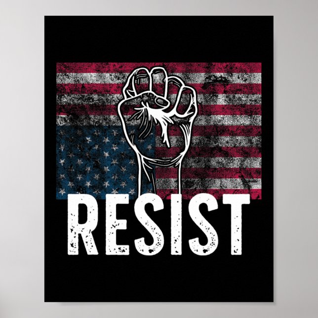 Poster Resist Distressed Upside Down American Flag Usa  (Frente)