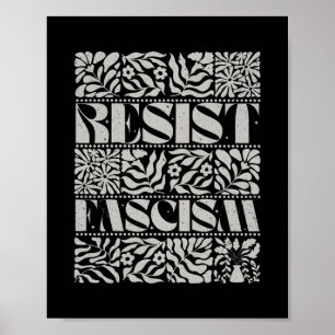 Poster Resista ao Fascismo Boho Floral Sutil Anti Trump S