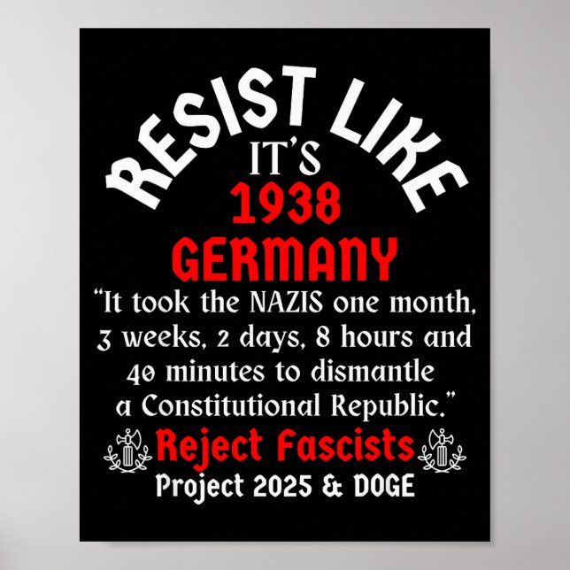 Poster Resista Como se Fosse a Alemanha de 1938 (Frente)