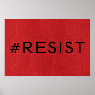 Póster #Resista no Cartaz de Foto de Textura de Linho Ver