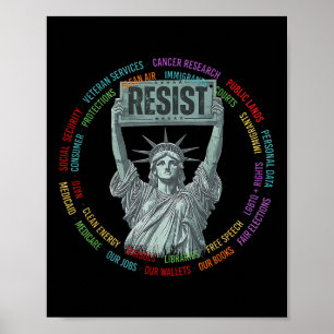 Poster Resista Resistência EUA Estátua da Liberdade Fora