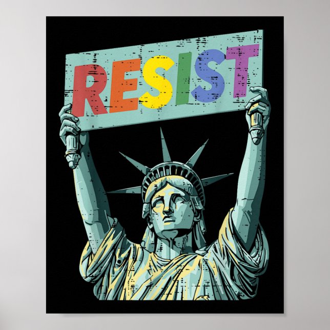 Poster Resistência à Estátua Arco-Íris Liberdade Protesto (Frente)