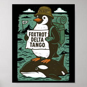 Poster Resistência ao Ativismo do Pinguim Design 3 Gráfic