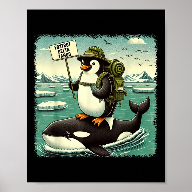 Poster Resistência Ao Ativismo Pinguim Engraçado Penguin  (Frente)