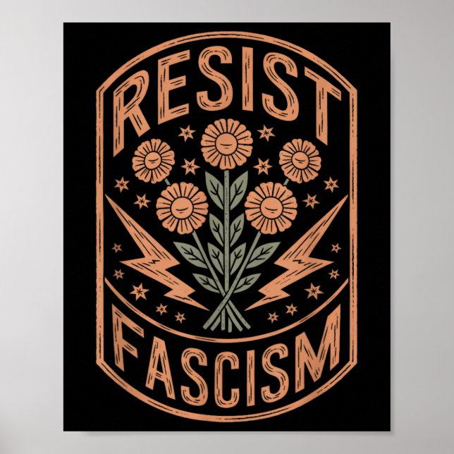 Poster Resistência ao fascismo Protesto Trump Anti Trump  (Frente)