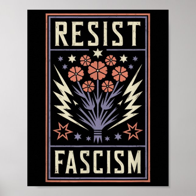 Poster Resistência ao fascismo Protesto Trump Anti Trump  (Frente)