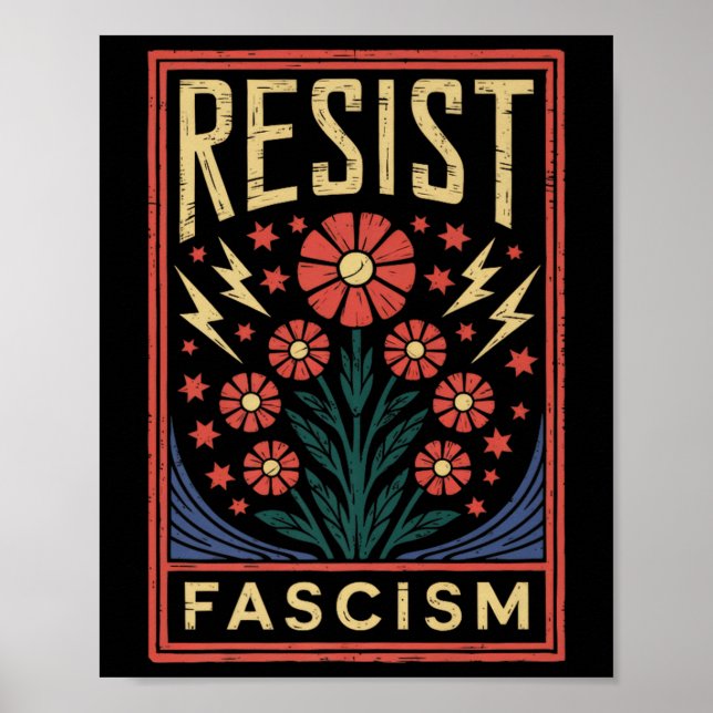 Poster Resistência ao fascismo Protesto Trump Anti Trump  (Frente)
