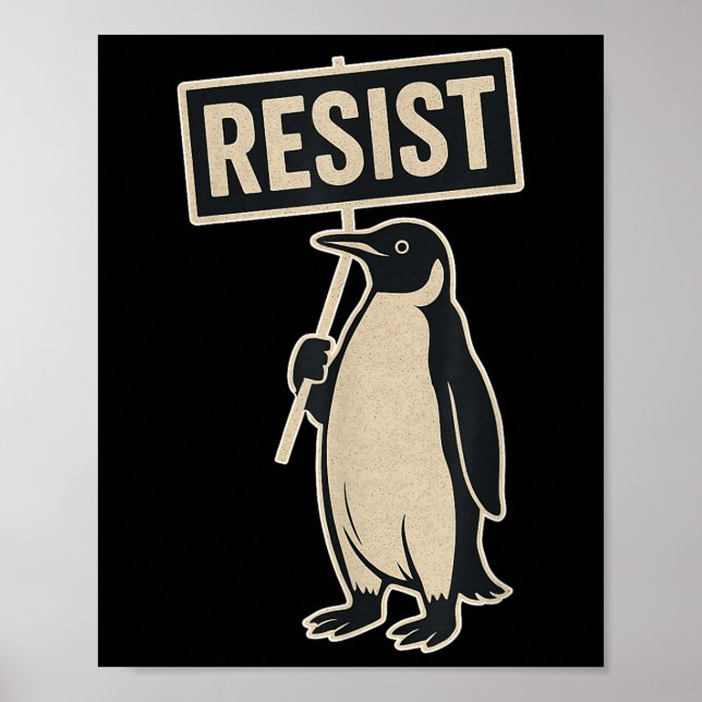 Poster Resistência ao Pinguim em Protesto Contra Tarifas (Frente)