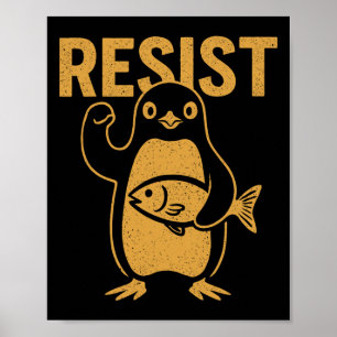 Poster Resistência ao Rebel Penguin Protesto Contra Tarif