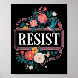 Poster Resistência ao Trump Anti-Trump de Protesto Floral