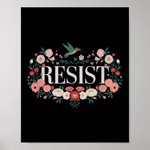 Poster Resistência ao Trump Anti-Trump de Protesto Floral