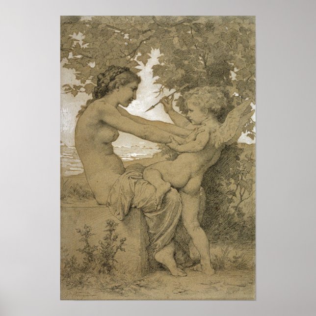 Poster Resistência do amor por Bouguereau (Frente)