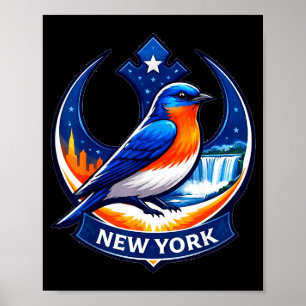 Poster resistência do pássaro do estado de Nova York blue