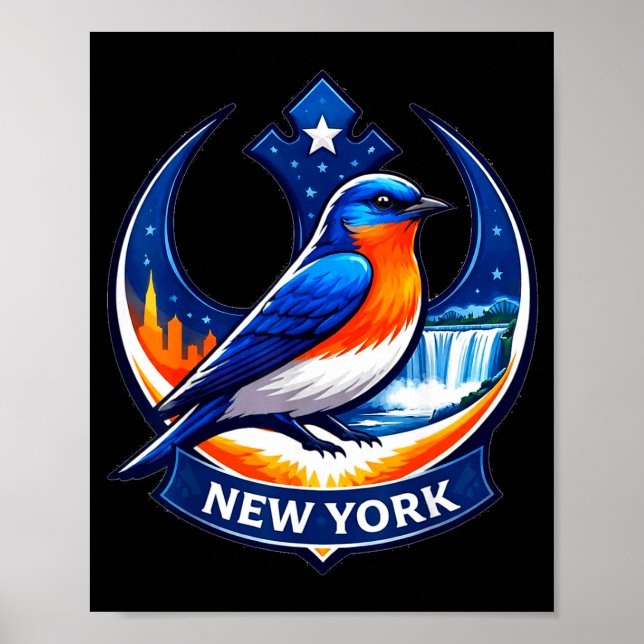Poster resistência do pássaro do estado de Nova York blue (Frente)