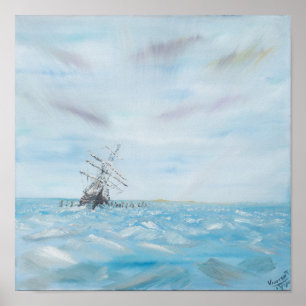 Poster Resistência prendida pelo gelo antárctico. Pinta