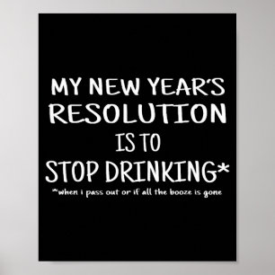 Poster Resolução de 2018 Parar de Beber Véspera de Ano No