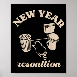 Poster Resolução de Ano Novo de Panda Lixo Engraçado Esqu